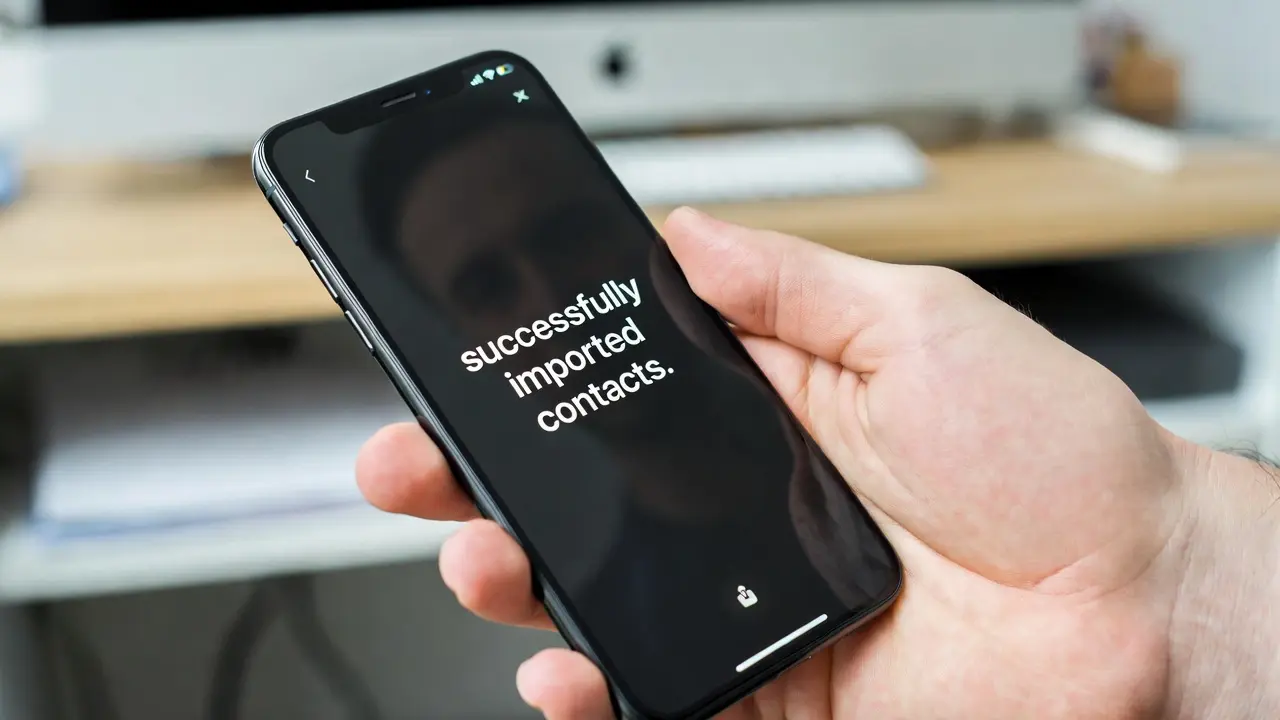 Mobile screen showing successfully imported contacts